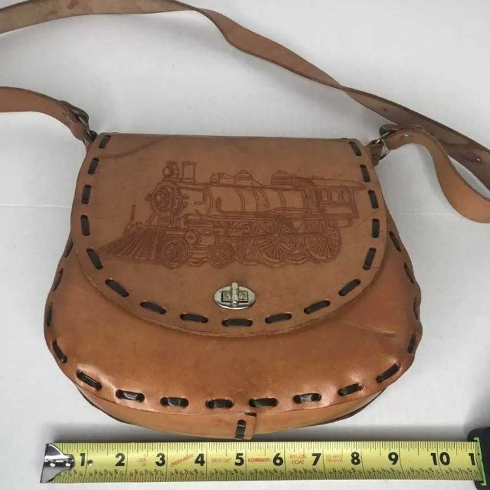 Handmade Carmel Leather Train Bag Boho - image 10