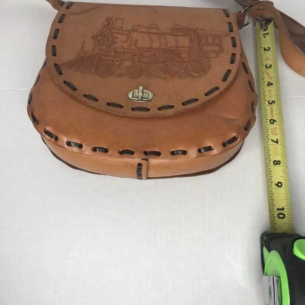 Handmade Carmel Leather Train Bag Boho - image 11