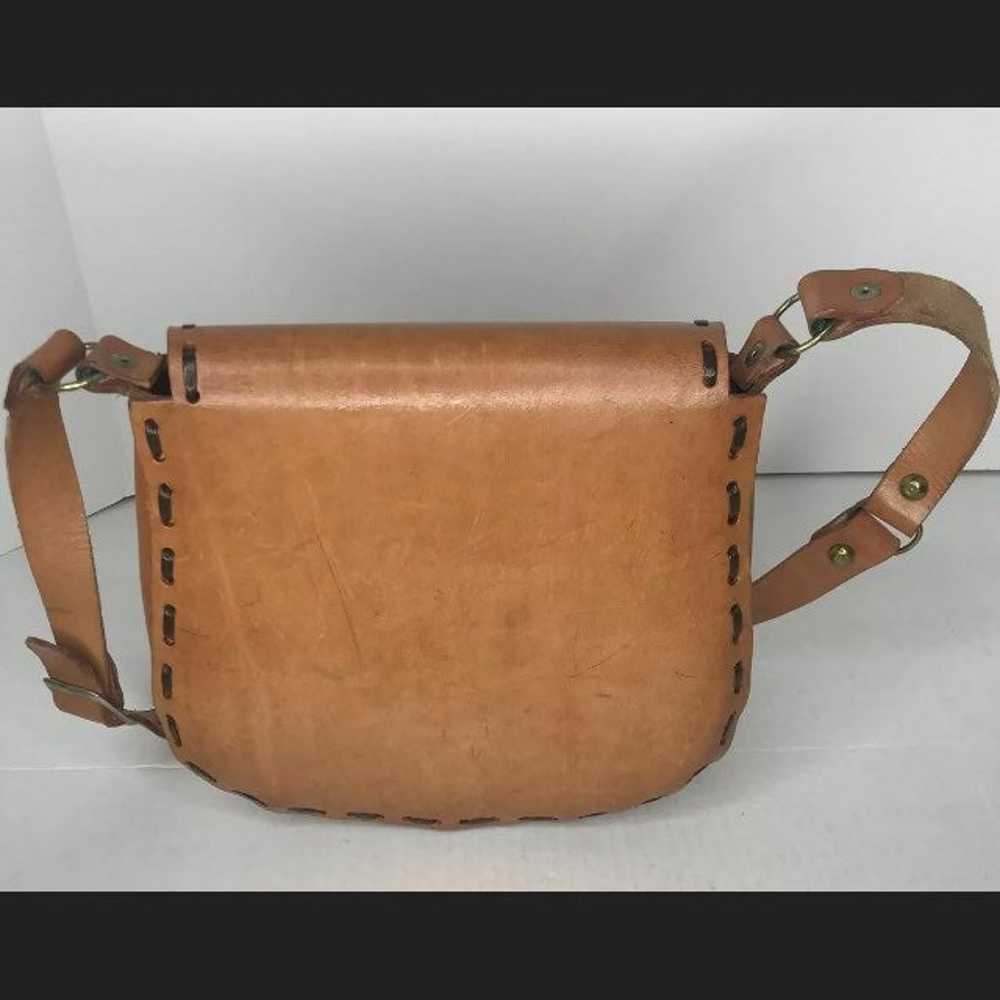 Handmade Carmel Leather Train Bag Boho - image 9