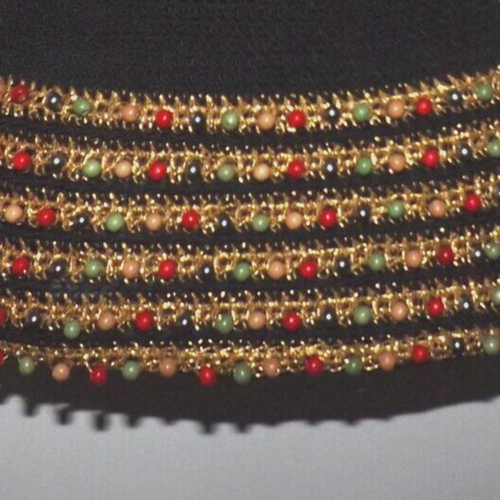 Vintage Black & Gold Crochet Knit BUCKET Drawstri… - image 8