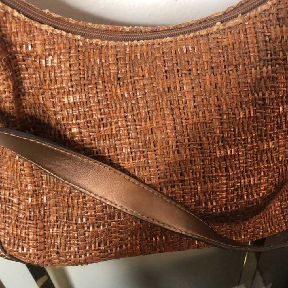 Vintage fossil woven brown leather purse - image 2