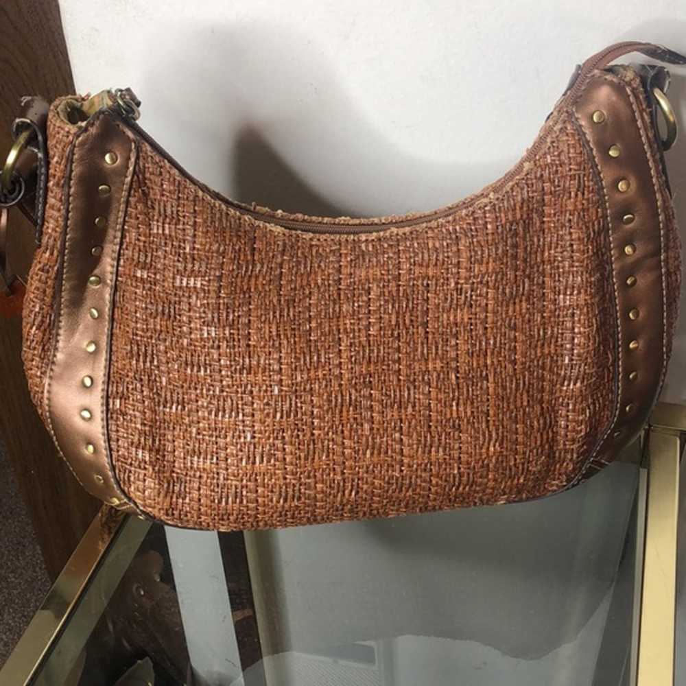 Vintage fossil woven brown leather purse - image 6