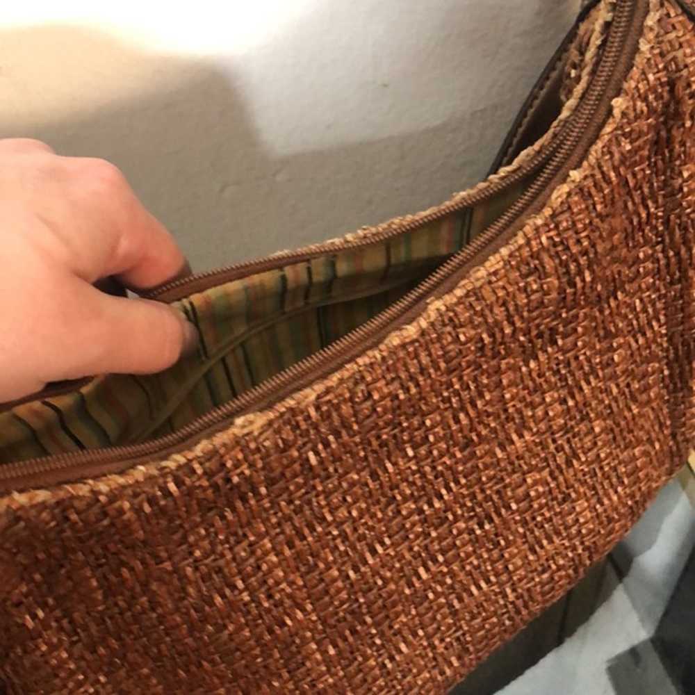 Vintage fossil woven brown leather purse - image 7