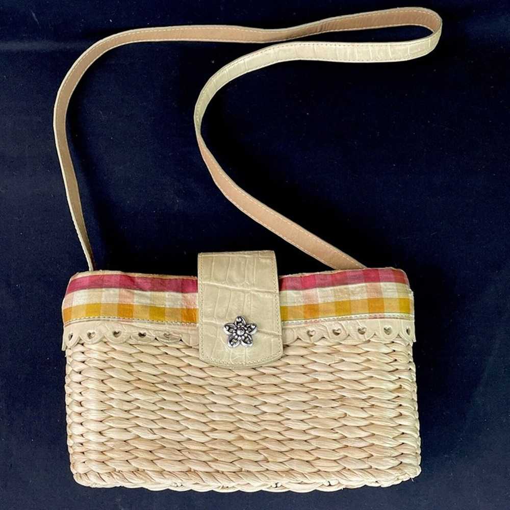 Vintage Brighton Straw Crossbody Shoulder Purse L… - image 2