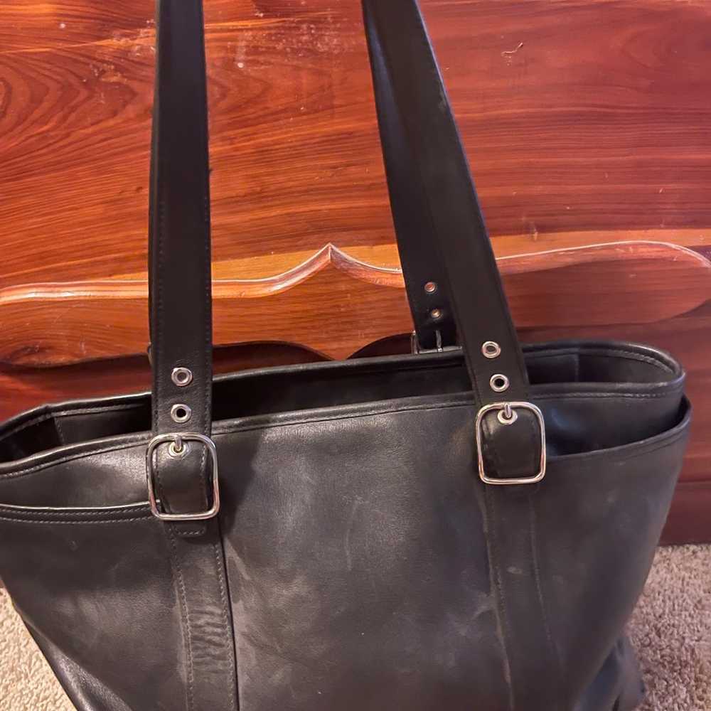 Coach Black Leather Shoulder Tote Bag Vintage - image 1