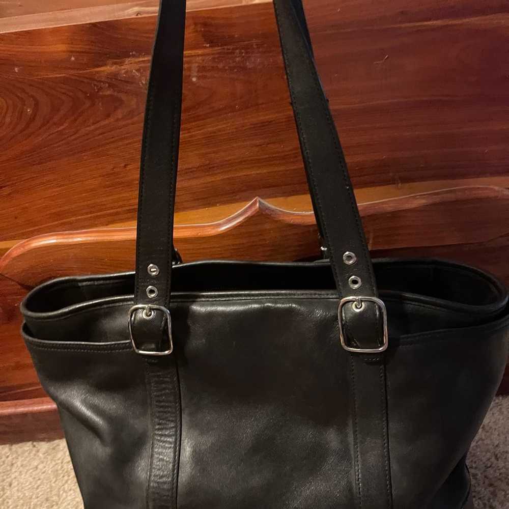 Coach Black Leather Shoulder Tote Bag Vintage - image 2