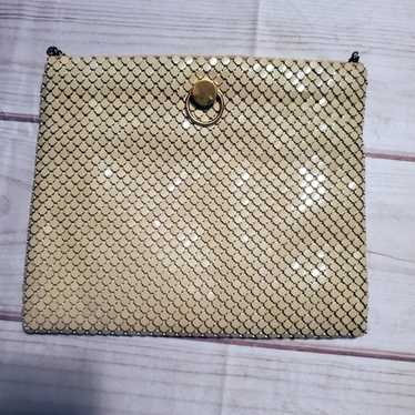 Vintage Dress Metal Cream Clutch Purse crackled le