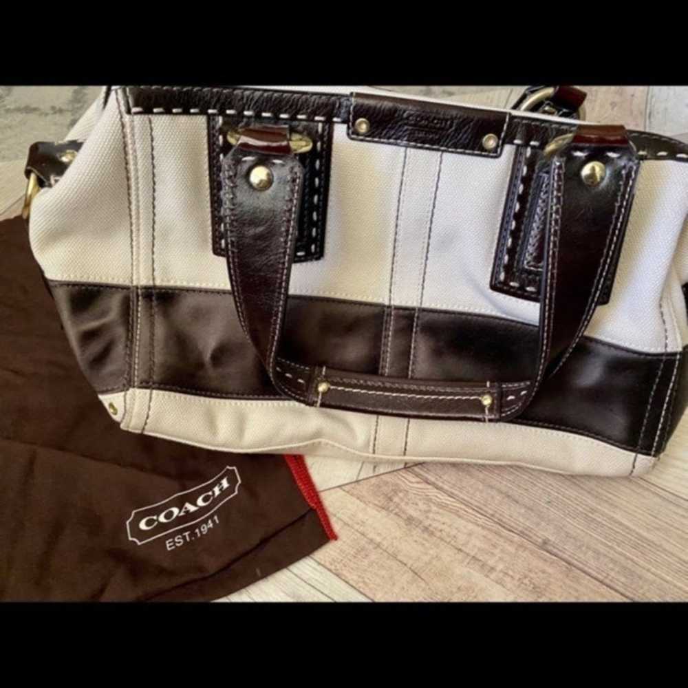 Coach Legacy Leather Fabric Vintage Satchel purse… - image 4