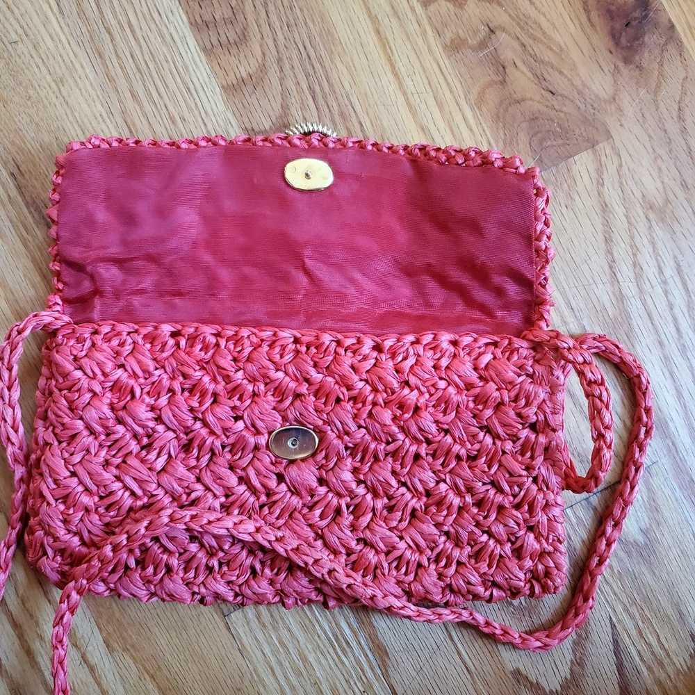 Vintage red straw Pappagallo bag made in Italy - image 6