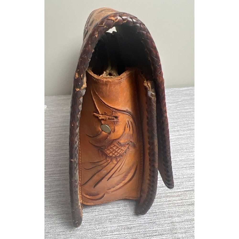 Vintage Leather Tooled Purse Clutch BOHO Deer Mou… - image 10