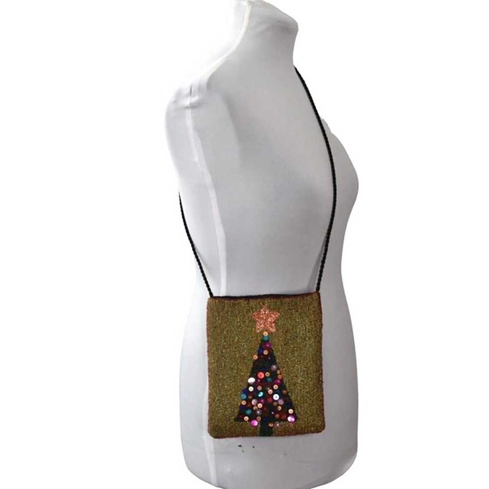 Vintage Beaded Christmas Tree Crossbody Bag Purse… - image 2