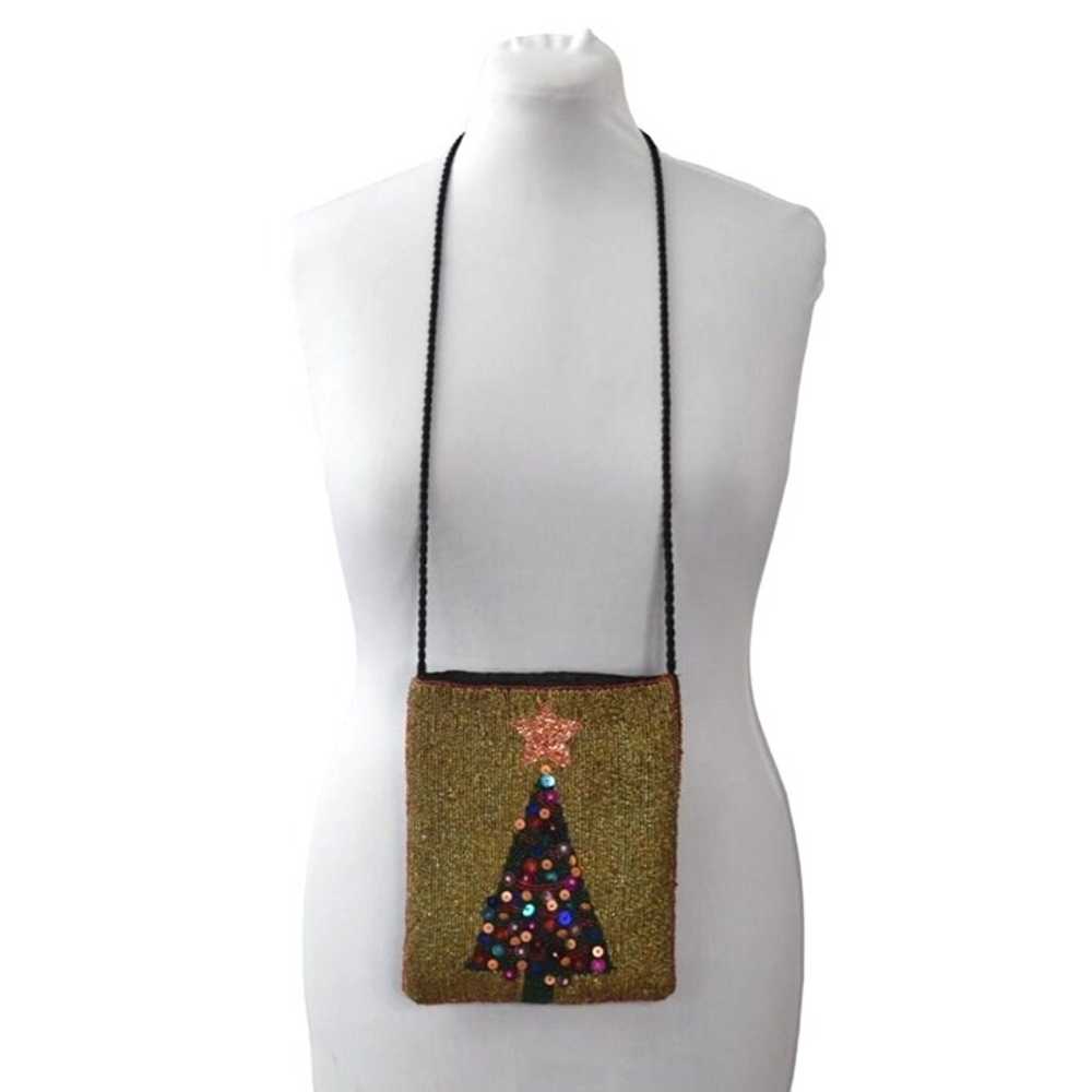 Vintage Beaded Christmas Tree Crossbody Bag Purse… - image 3