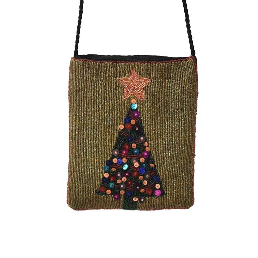 Vintage Beaded Christmas Tree Crossbody Bag Purse… - image 5