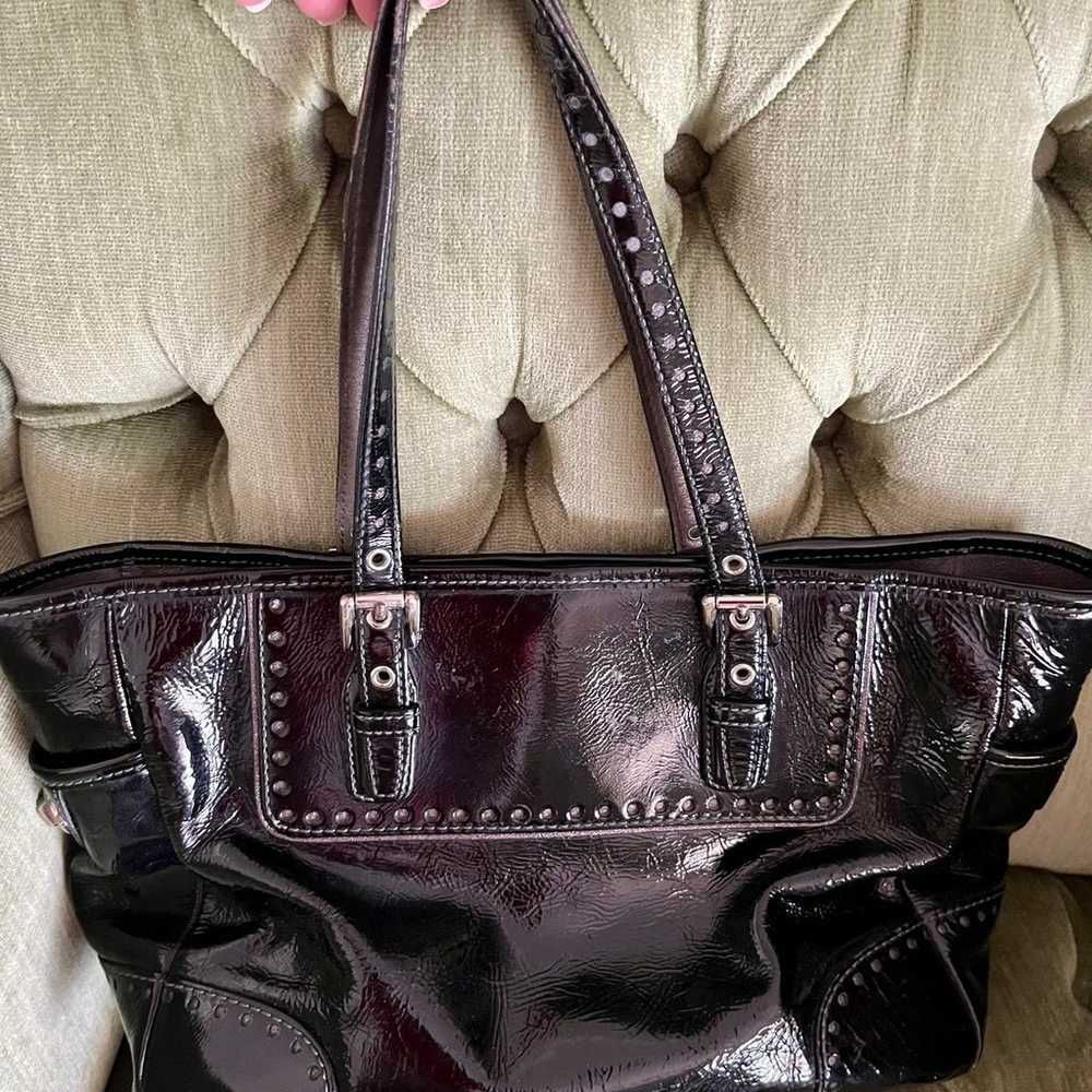 Vintage Black Patent Leather Coach Tote - image 3