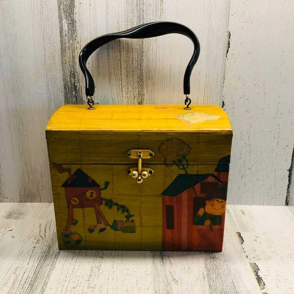 Vintage Decoupage 60s/70s Mustard Purse EUC - image 1