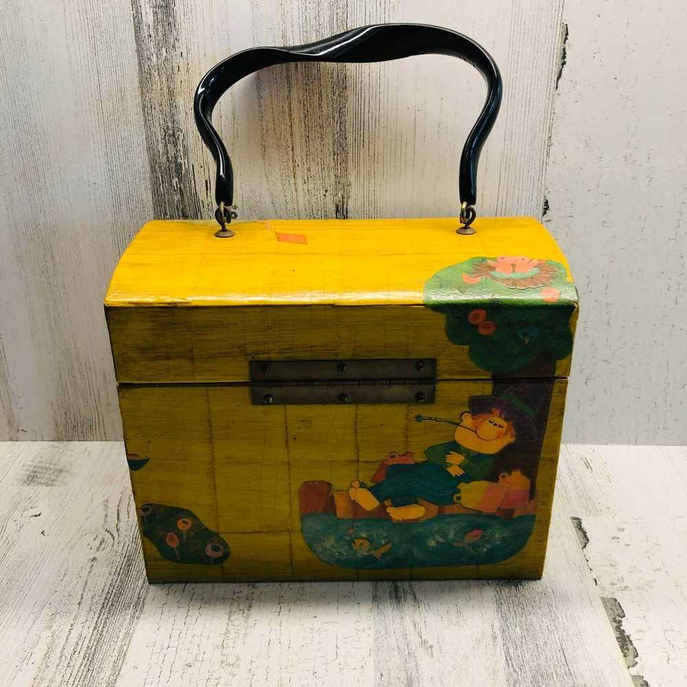 Vintage Decoupage 60s/70s Mustard Purse EUC - image 3