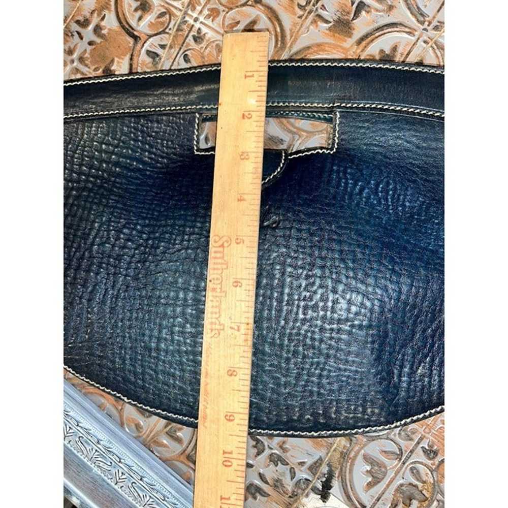 Vintage Navy Blue Ciolo Leather Clutch Purse - image 6