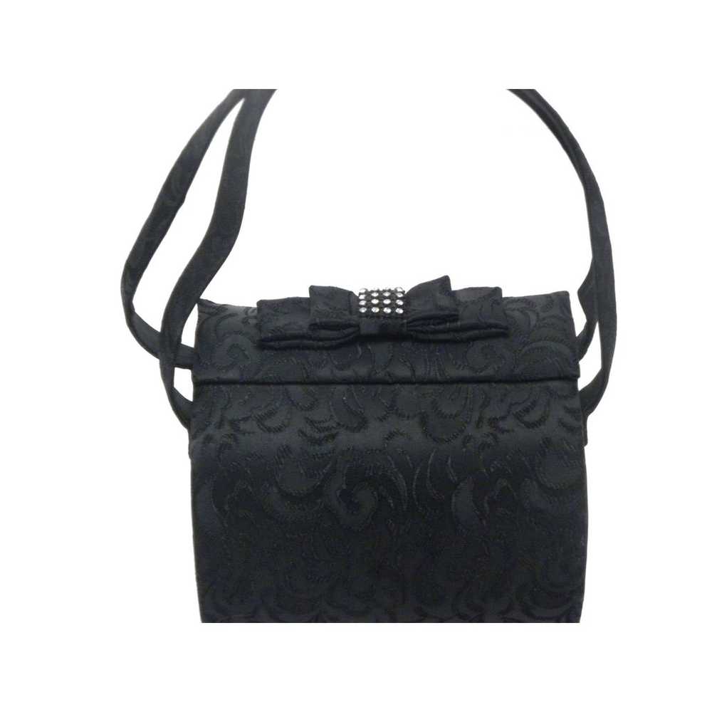 90s Black Silk Barrel Box Purse with Rhinestones … - image 1