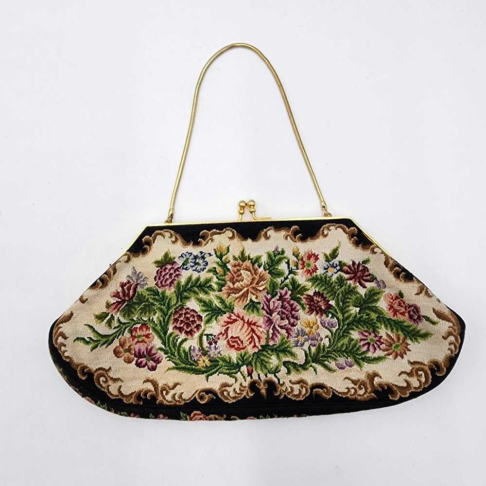 Vintage Tapestry Floral Petite Handbag - image 2