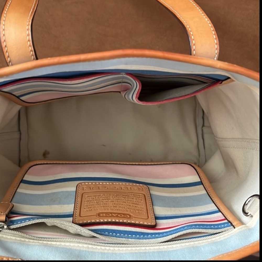 Coach Canvas Striped Tote Bag 5183 - image 10