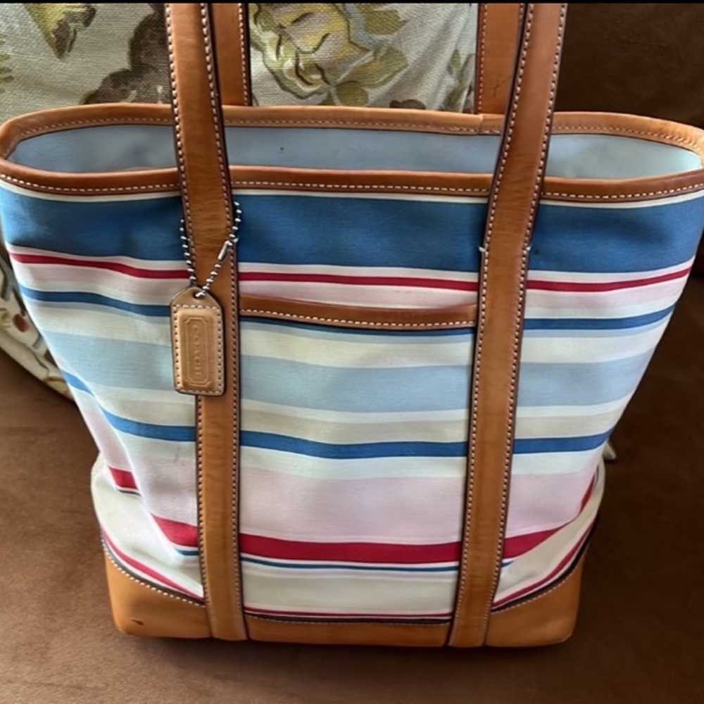 Coach Canvas Striped Tote Bag 5183 - image 11