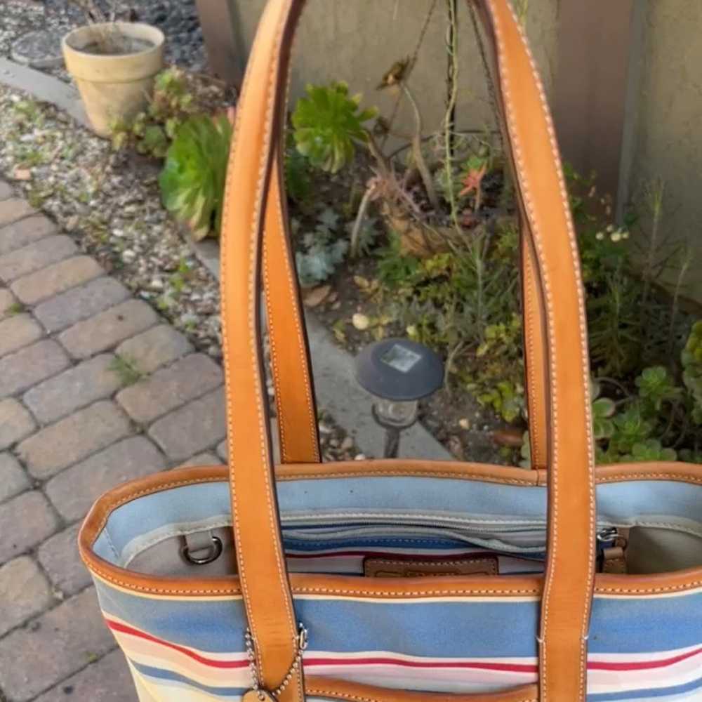 Coach Canvas Striped Tote Bag 5183 - image 12