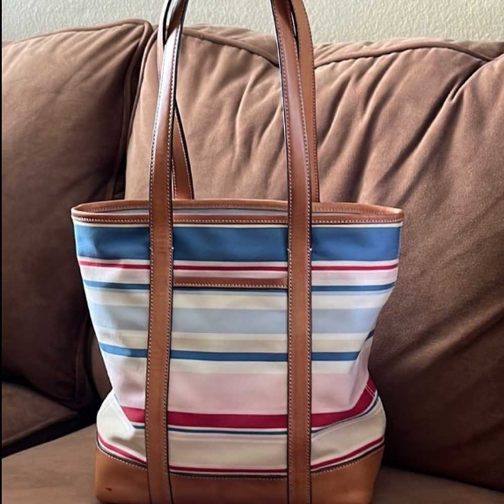 Coach Canvas Striped Tote Bag 5183 - image 1