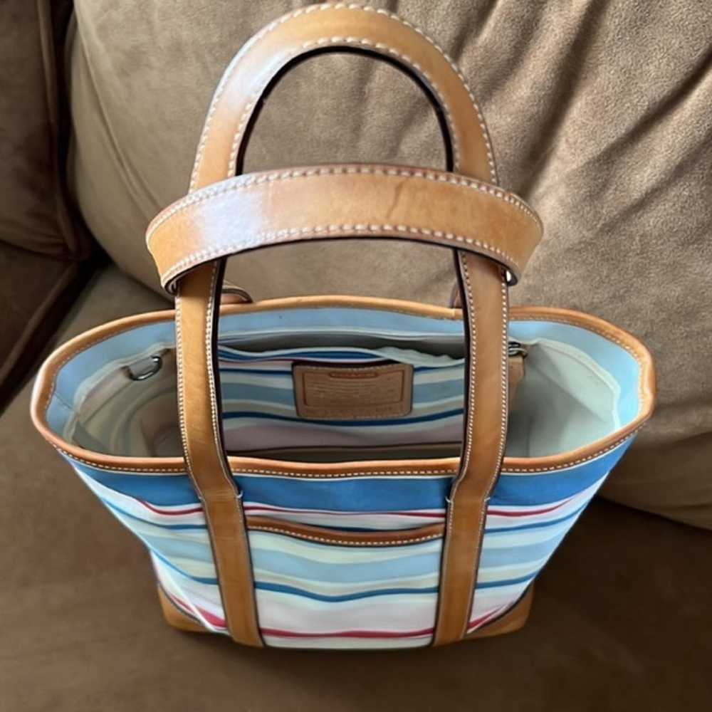 Coach Canvas Striped Tote Bag 5183 - image 3