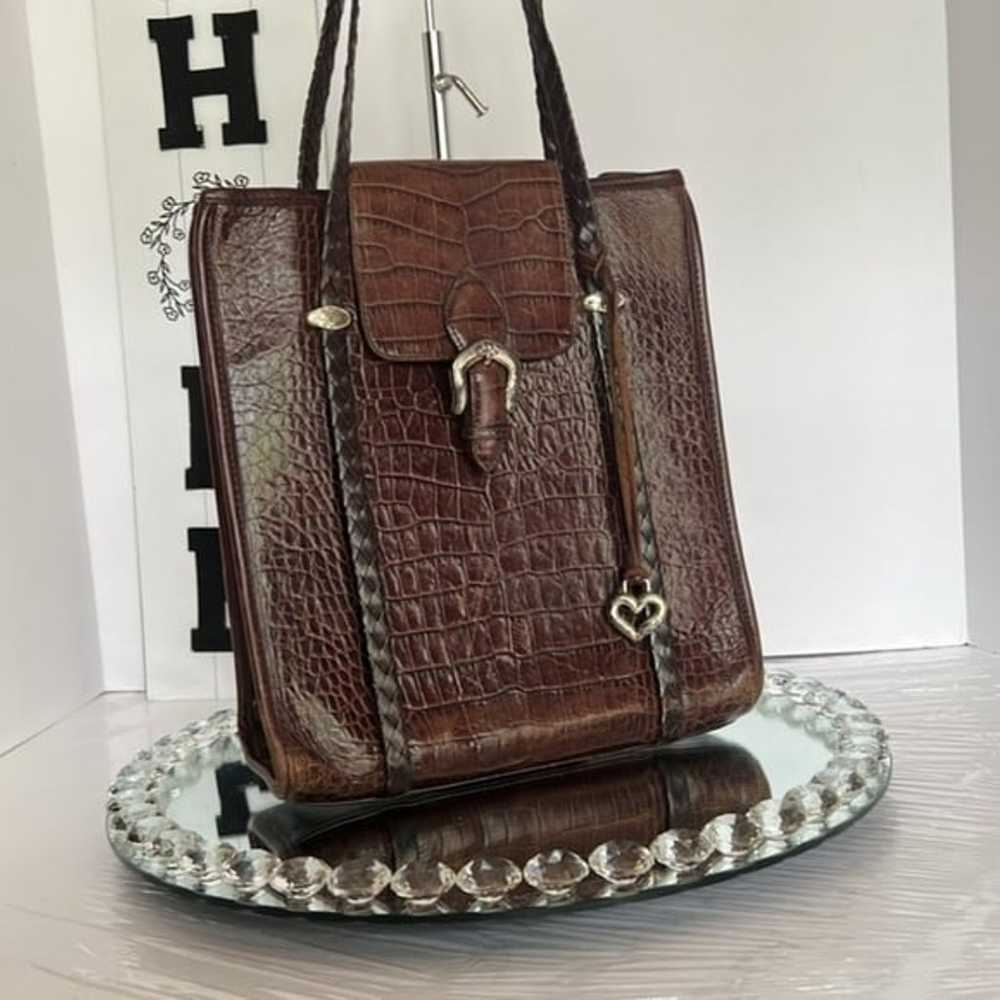 BRIGHTON DONNA Vintage 1996 Brown Croc Leather Sh… - image 3