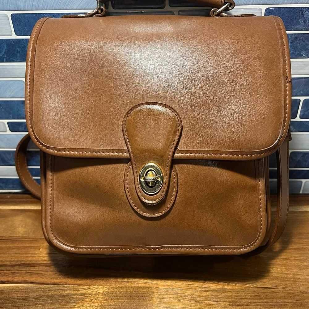 Vintage Genuine Leather Tan Crossbody Bag - image 1