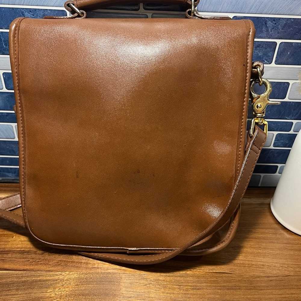 Vintage Genuine Leather Tan Crossbody Bag - image 2