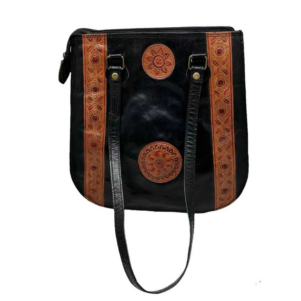 Vintage Tooled Leather Shoulder Purse - image 3