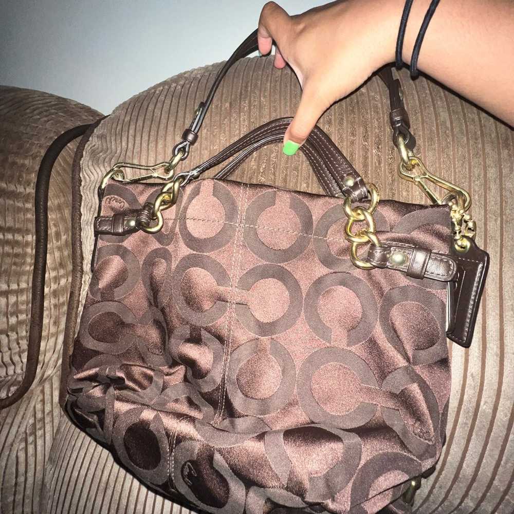 brown coach handbag - image 3