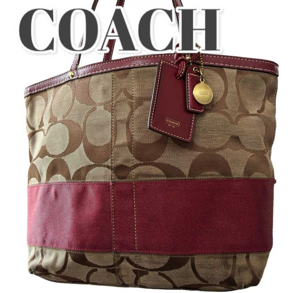 COACH Coach Tote Bag Signature Shoulder Red 10124 - image 1