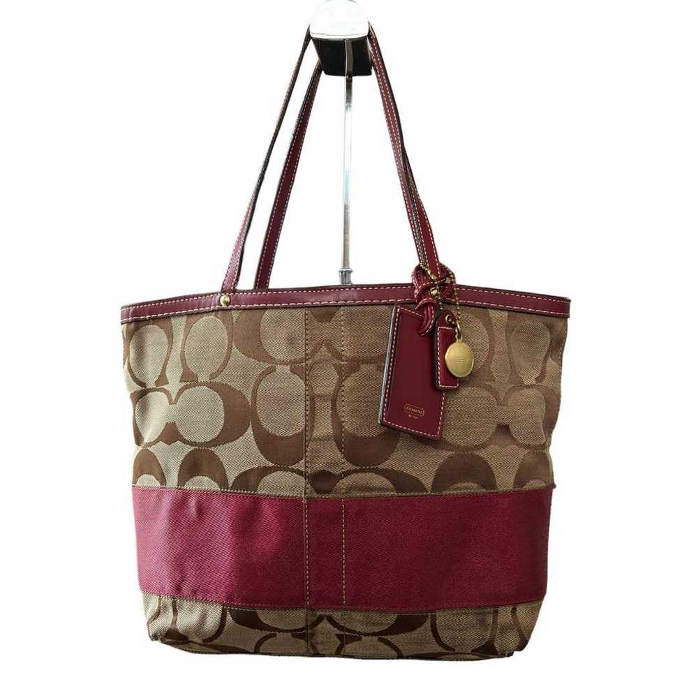 COACH Coach Tote Bag Signature Shoulder Red 10124 - image 2