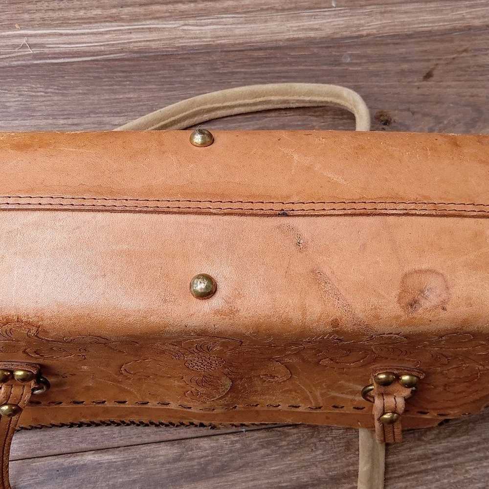 Vintage Hand-crafted Leather crafted purse handba… - image 3