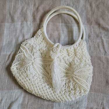 Vintage White Crochet Handbag