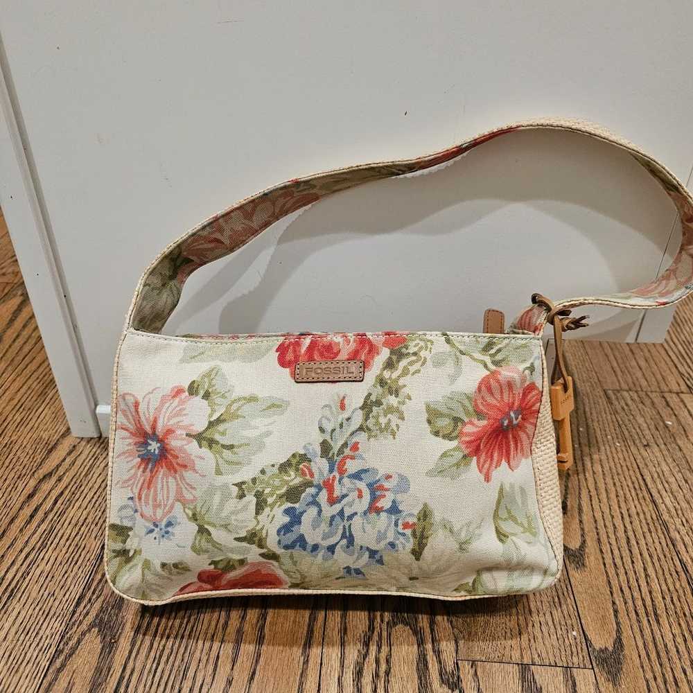 Vintage Fossil Cream Floral design handbag - image 1