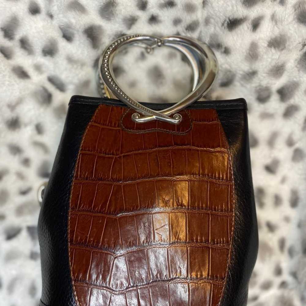 Brighton Corazon Black Leather/Brown Croc Mini Bu… - image 2