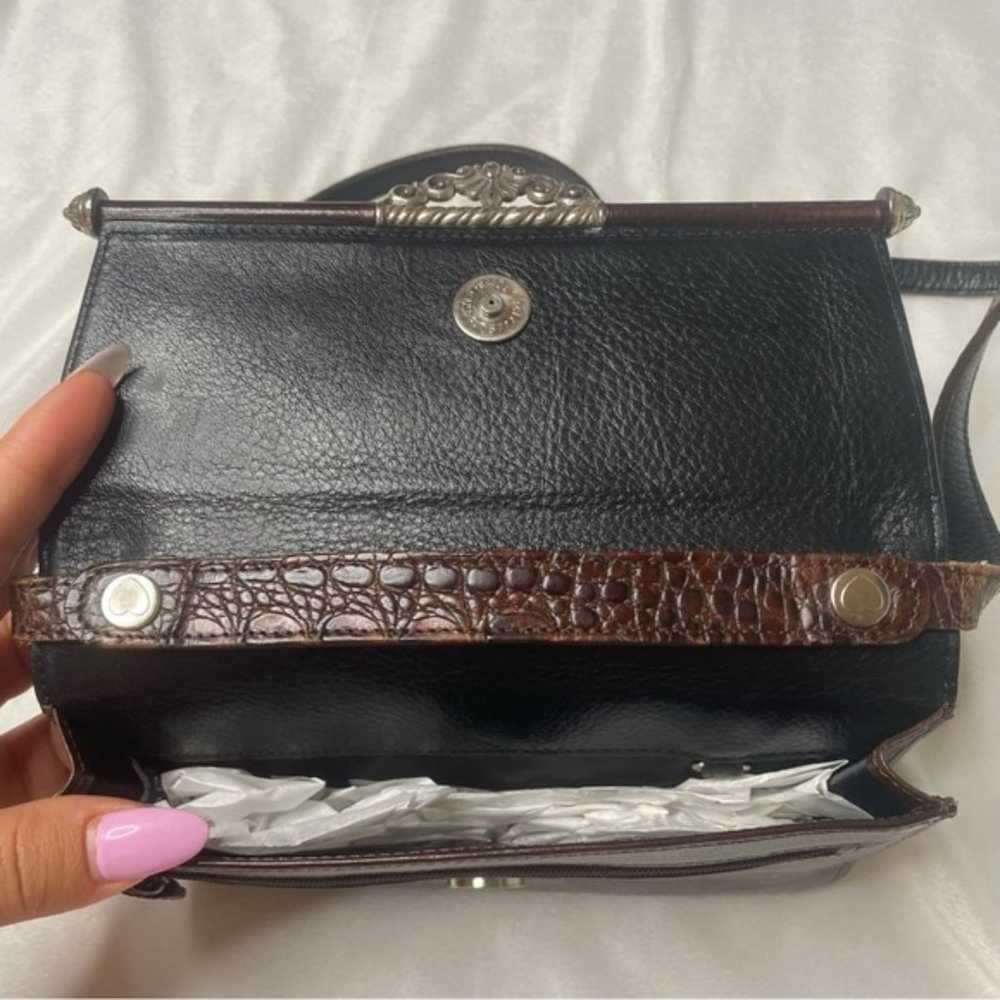 Vintage Brighton Brown Leather Crossbody Embossed… - image 10