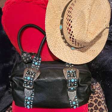 Western Leather Bag and Straw Hat