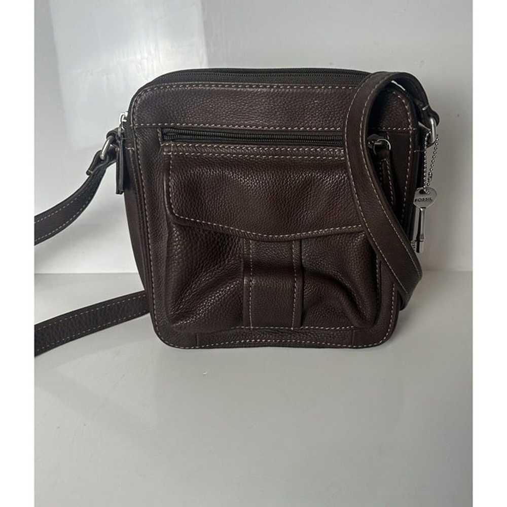 Fossil Genuine Brown Leather Crossbody Adjust Str… - image 4