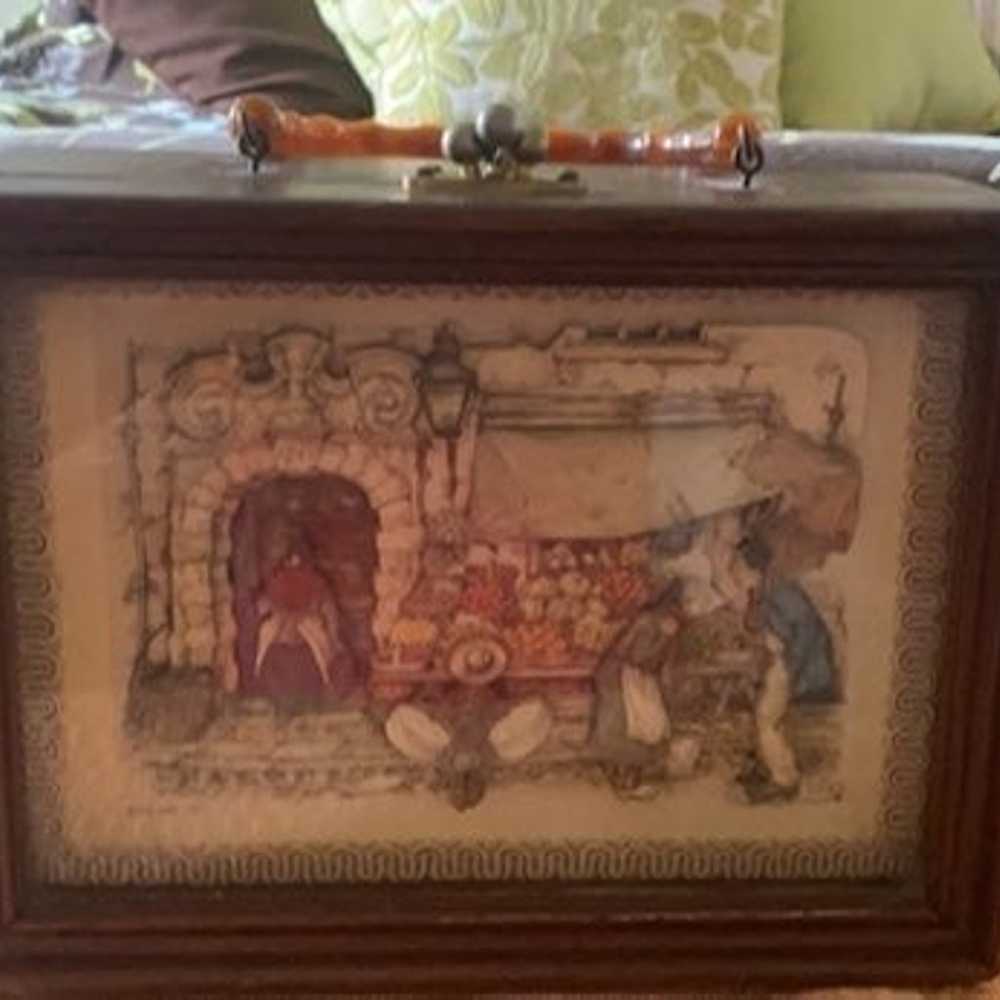 Vintage Anton Pieck wooden shadow box purse lucit… - image 12