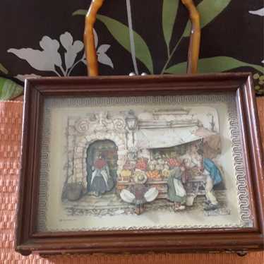 Vintage Anton Pieck wooden shadow box purse lucit… - image 1