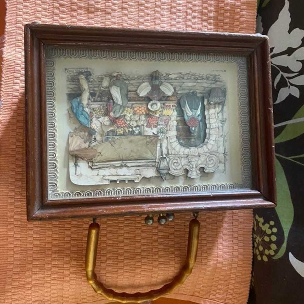 Vintage Anton Pieck wooden shadow box purse lucit… - image 2