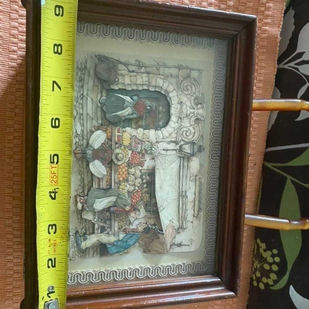 Vintage Anton Pieck wooden shadow box purse lucit… - image 9