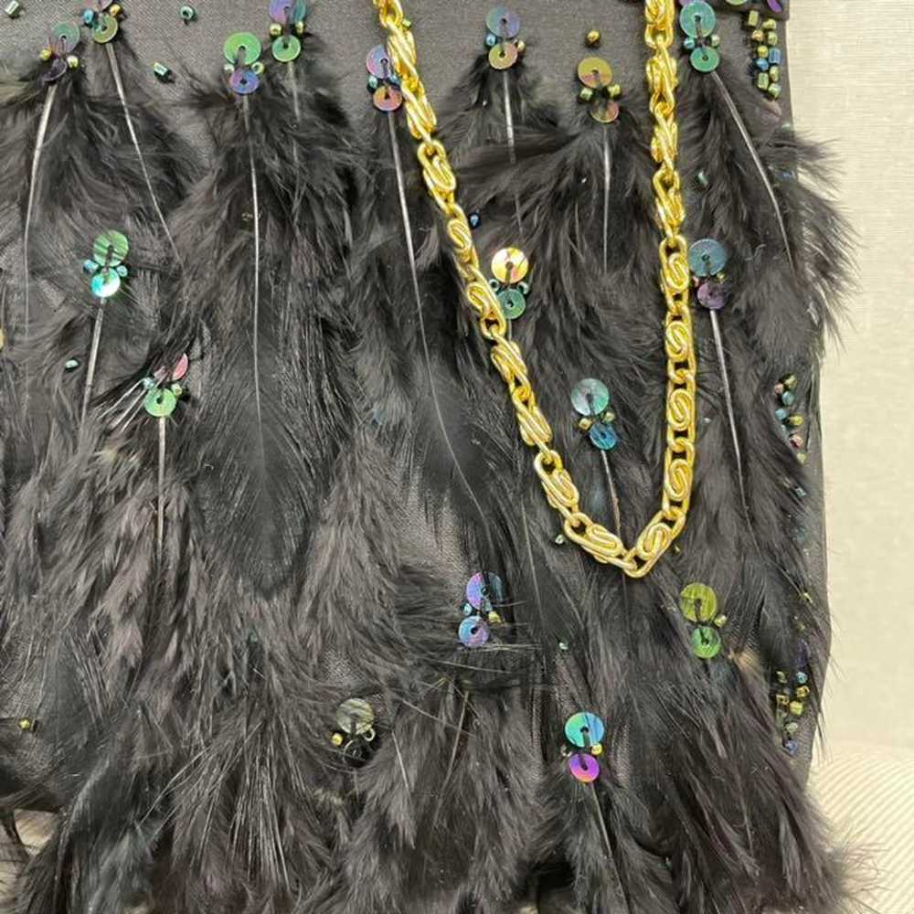 BG394 used sequin feather hand chain bag - image 3