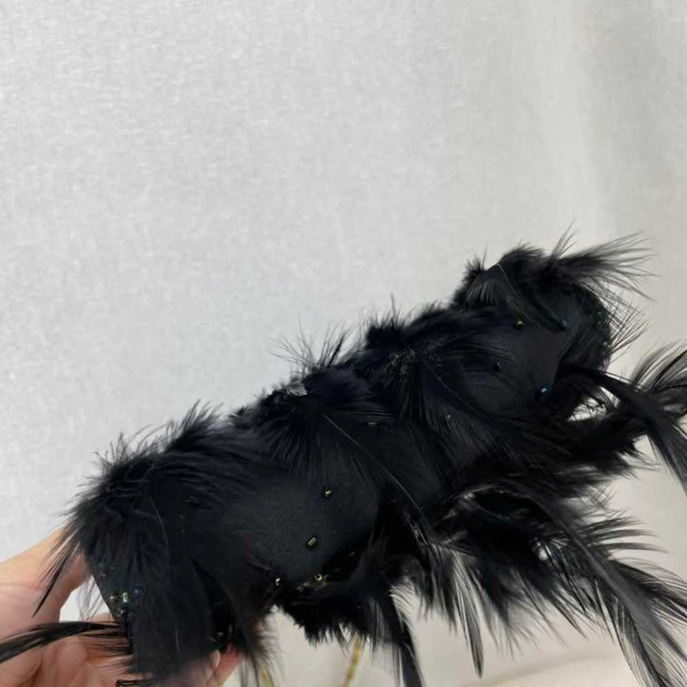 BG394 used sequin feather hand chain bag - image 4