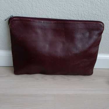 Vintage leather soft Briefcase burgandy maroon re… - image 1