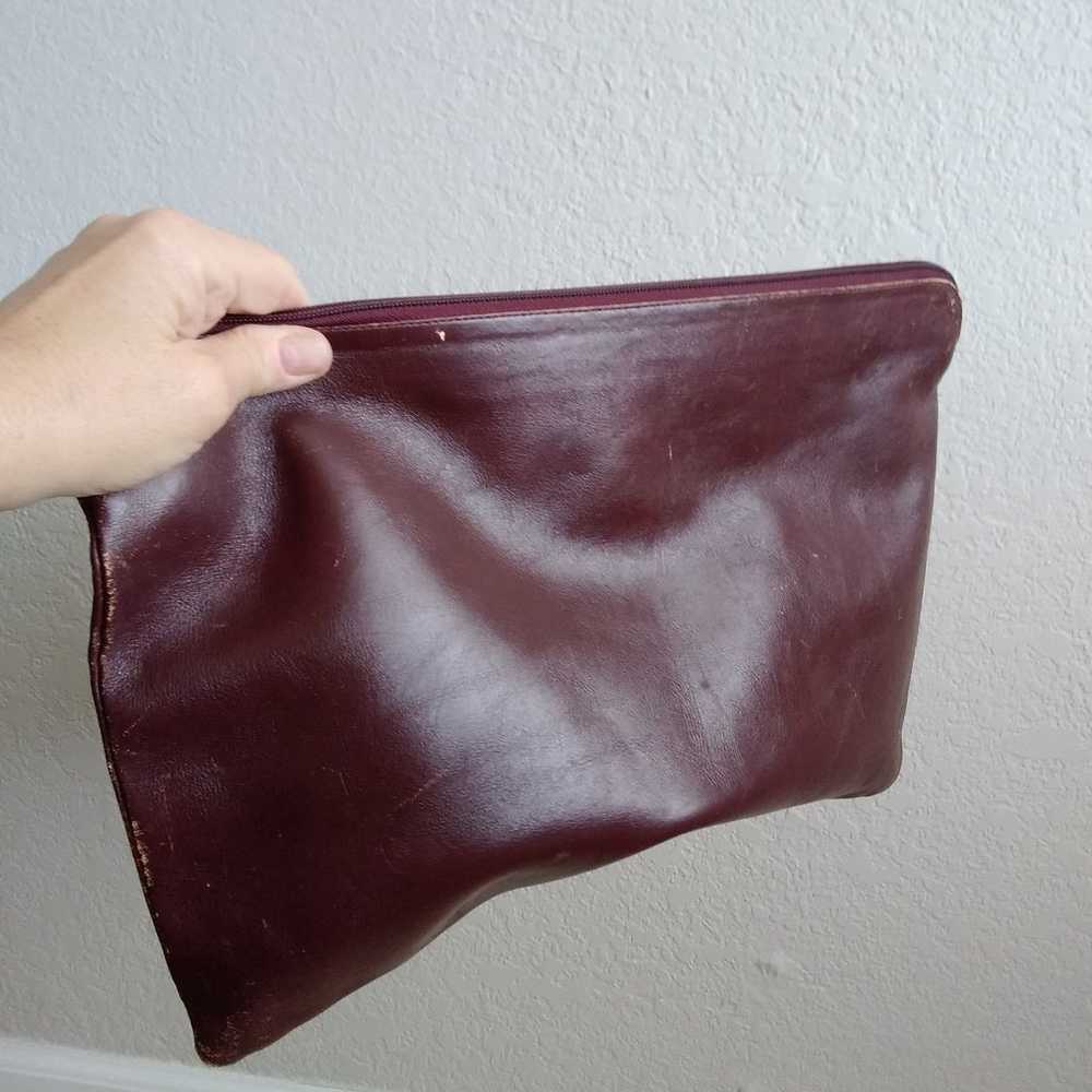 Vintage leather soft Briefcase burgandy maroon re… - image 2